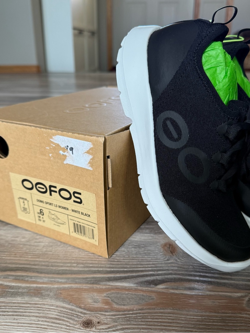 Oofos W6 Black and White Active Recovery Shoes